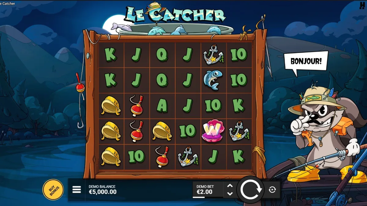 Rakun pemancing dalam slot Le Catcher